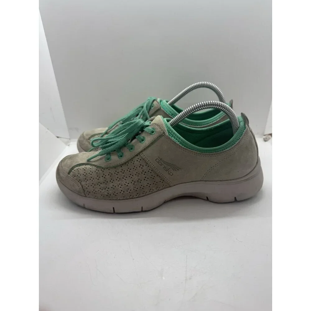 Dansko Womens Elise 4401242443 Gray Teal Suede Lace Up Sneakers Sz 40EU 9.5-10US